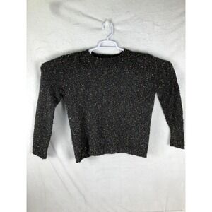 Village Square Sweater Womens Small Black‎ Brown Boucle Knit Pullover Korea B28